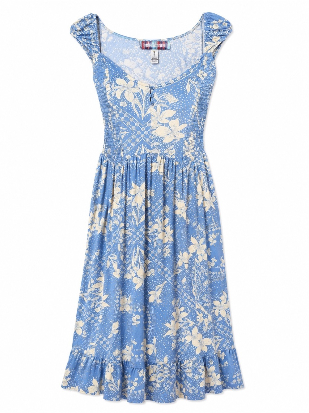 Urban Outfitters Blue Floral Milkmaid Maxi Dress Cottagecore Coquette Small